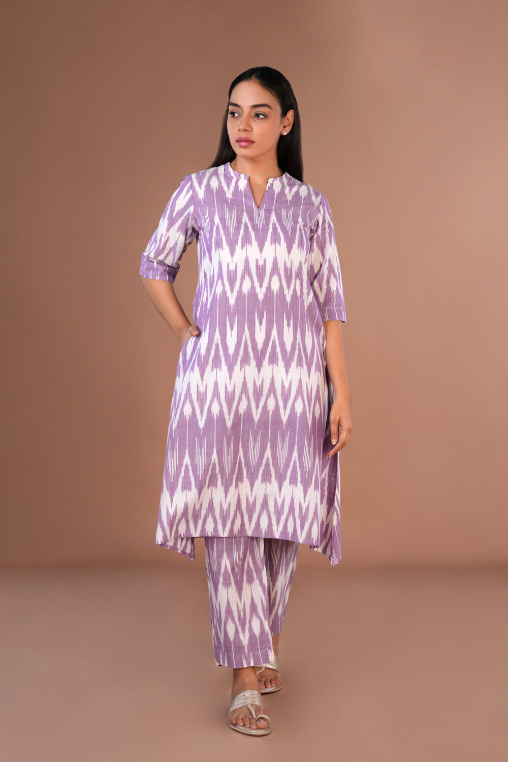 Image of Purple Pochampally Ikat Coord set