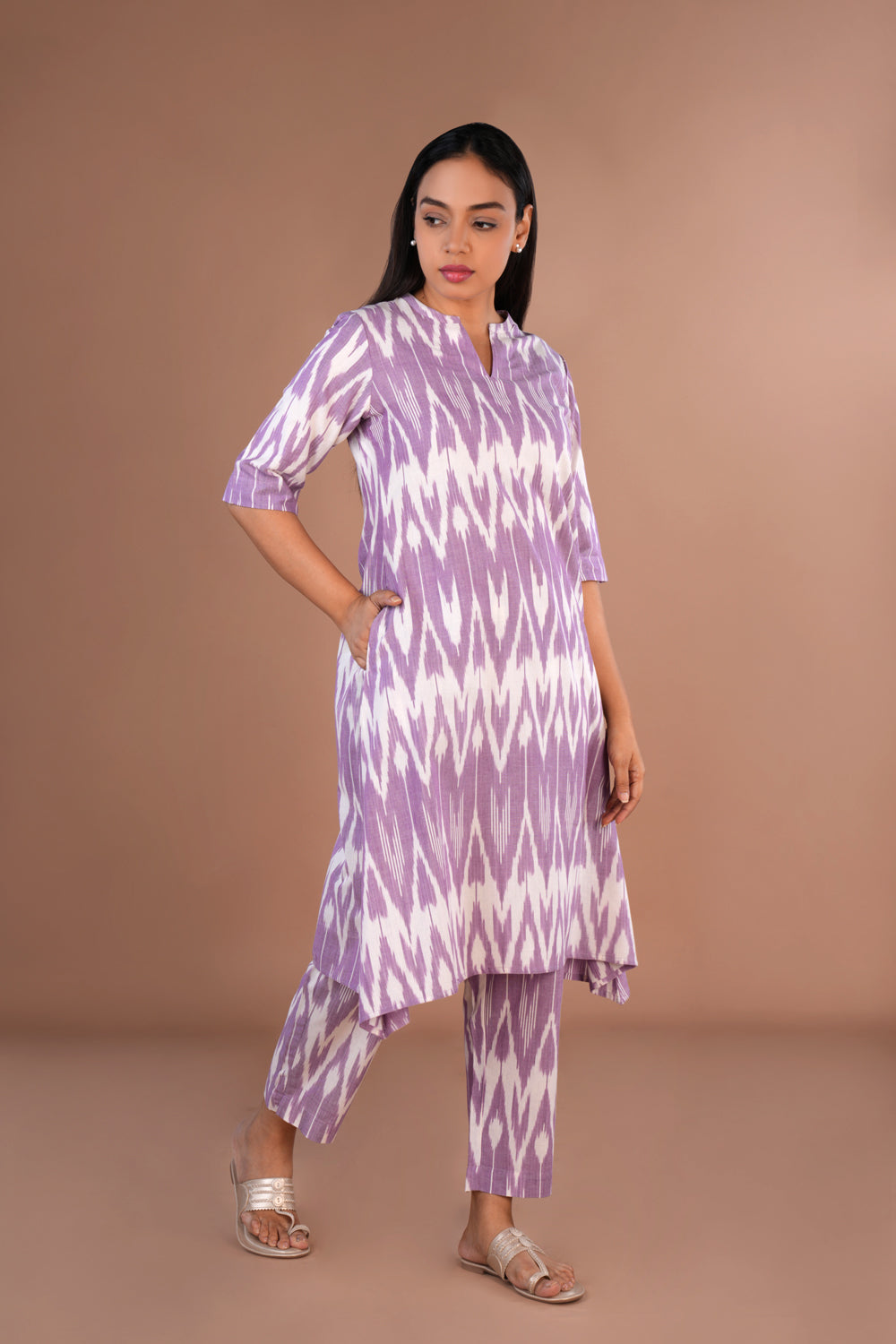 Image of Purple Pochampally Ikat Coord set