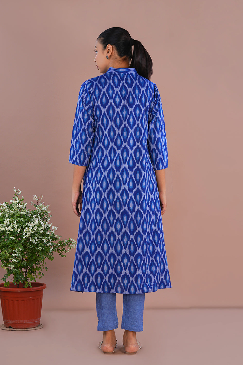 Image of Royal Blue Pochampally Ikat Kurta