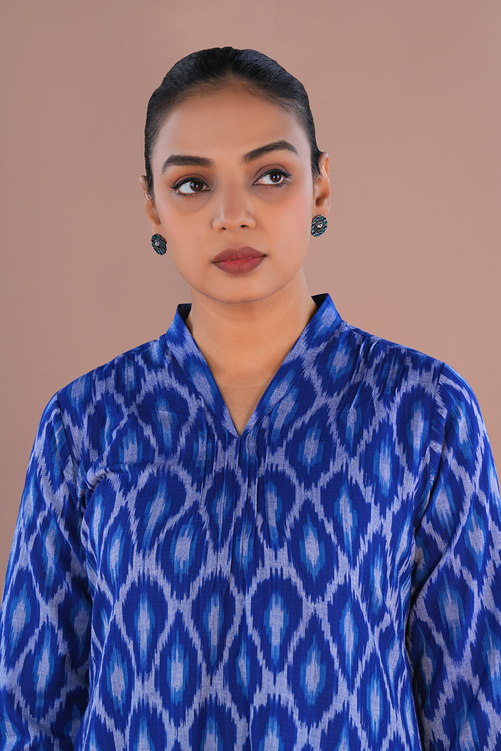 Image of Royal Blue Pochampally Ikat Kurta