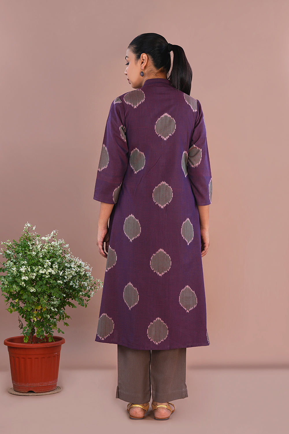 Image of Purple Pochampally Ikat long kurta
