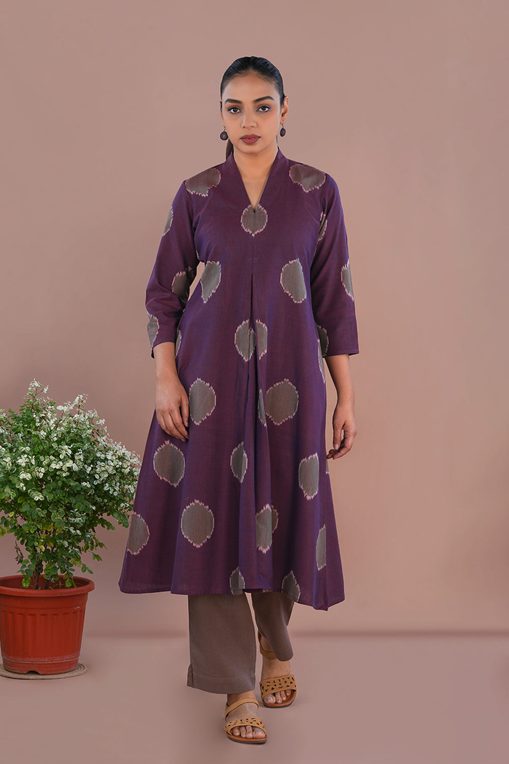 Image of Purple Pochampally Ikat long kurta
