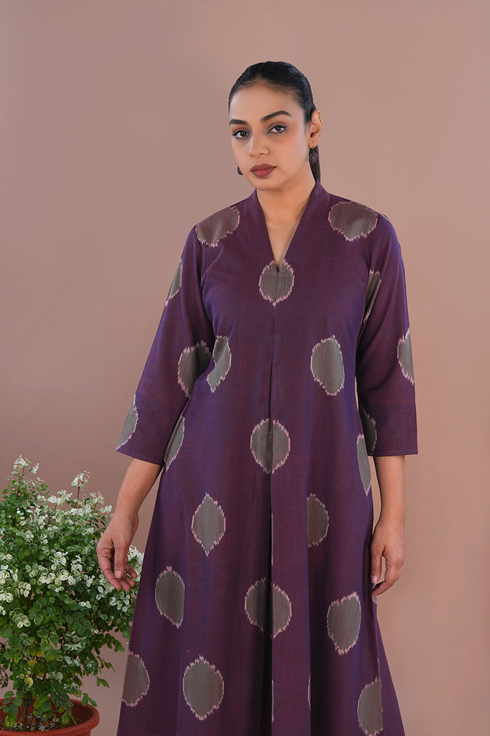 Image of Purple Pochampally Ikat long kurta