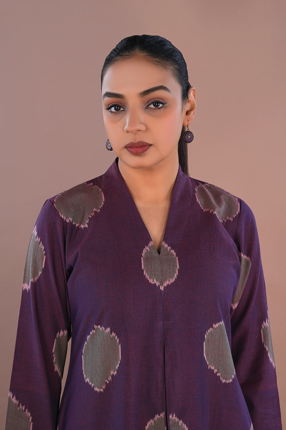 Image of Purple Pochampally Ikat long kurta