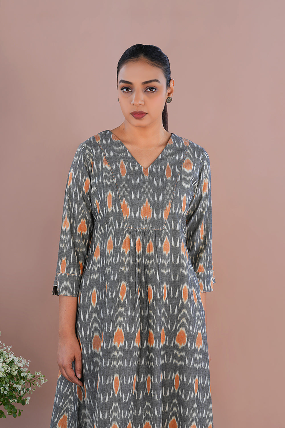 Image of Grey Pochampally Ikat Coord set