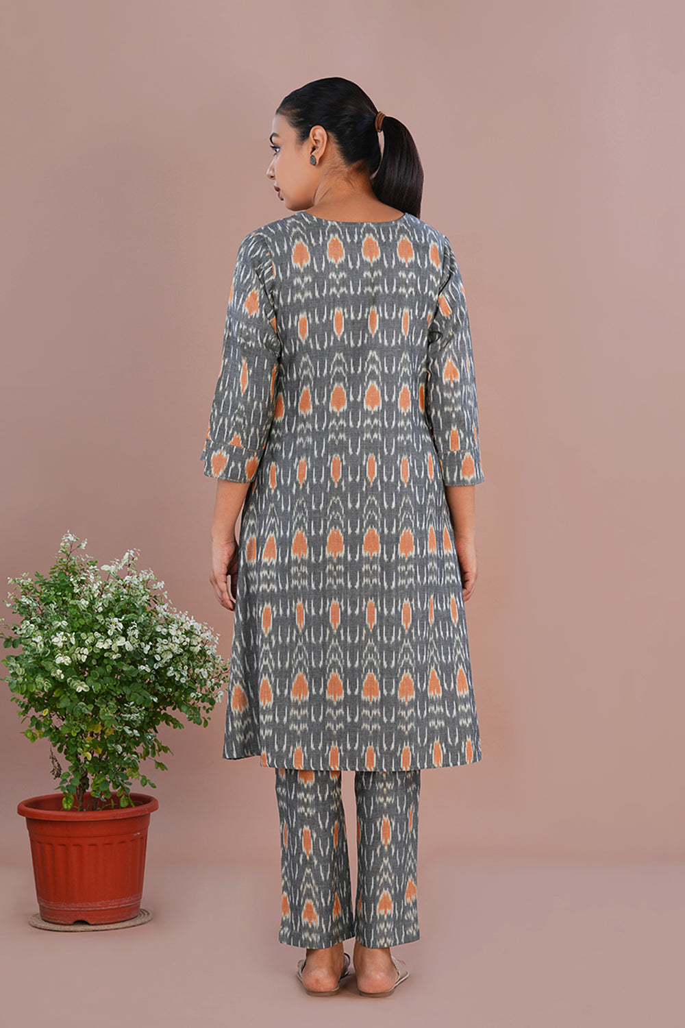 Image of Grey Pochampally Ikat Coord set