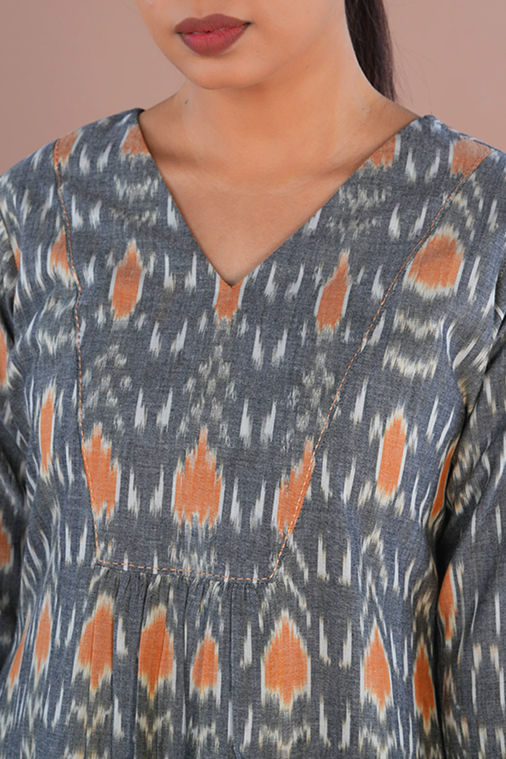 Image of Grey Pochampally Ikat Coord set