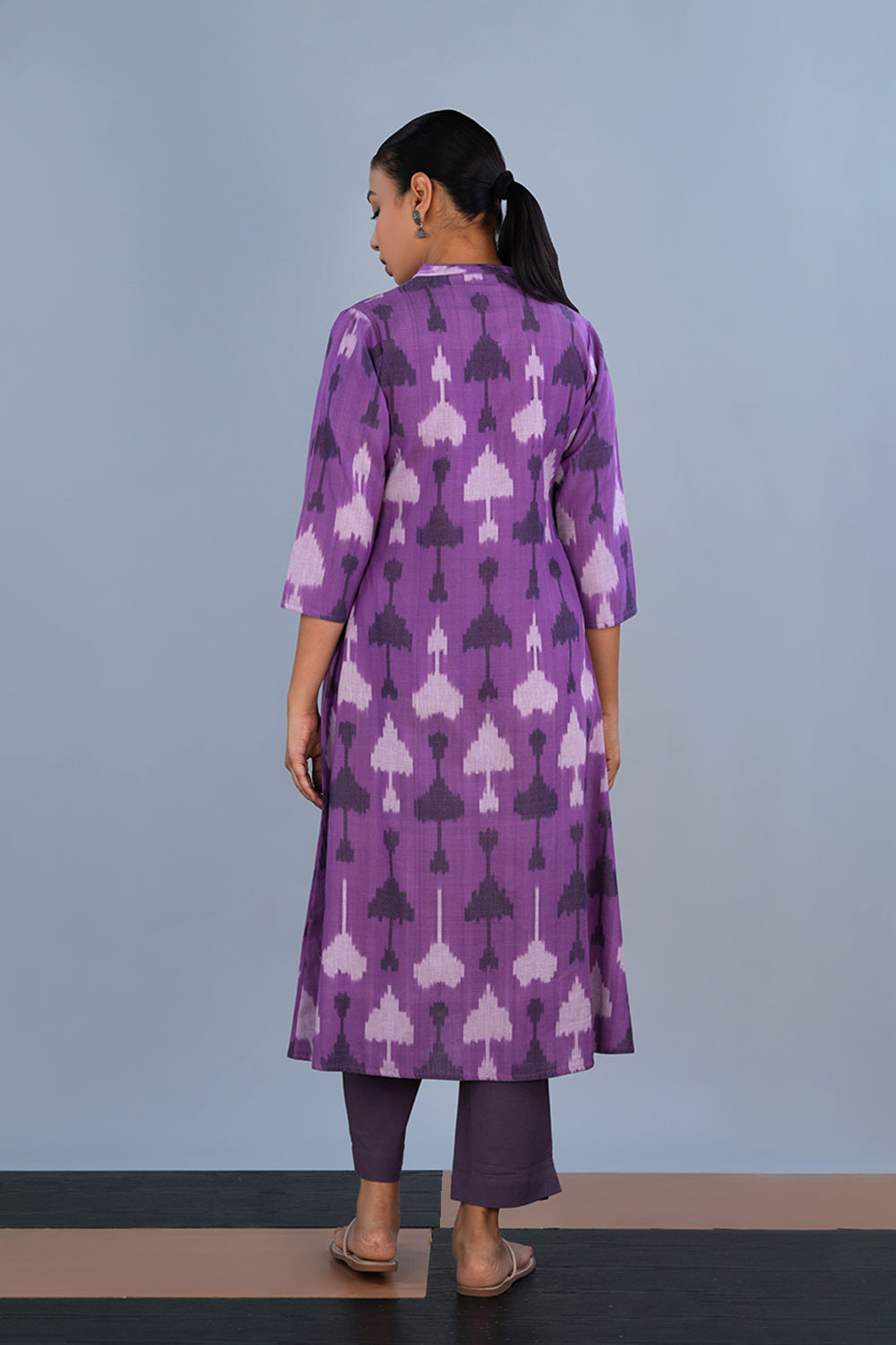 Image of Dusty lilac Cotton Pochampally Ikat Kurta