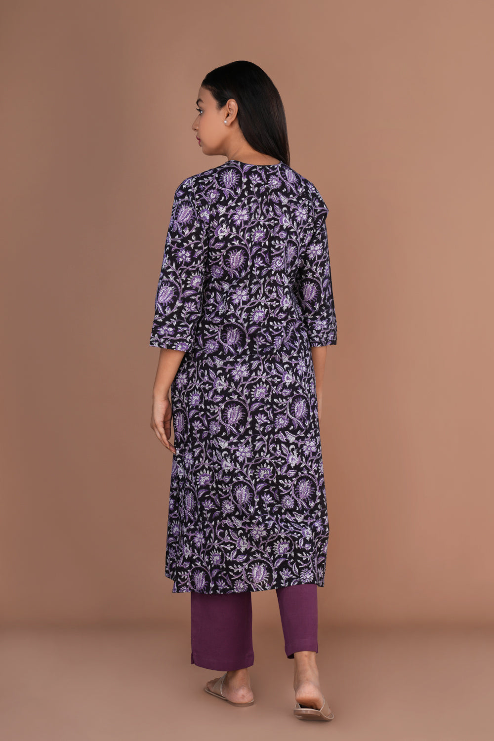 Image of Sanganeri hand block printed cotton long Kurti