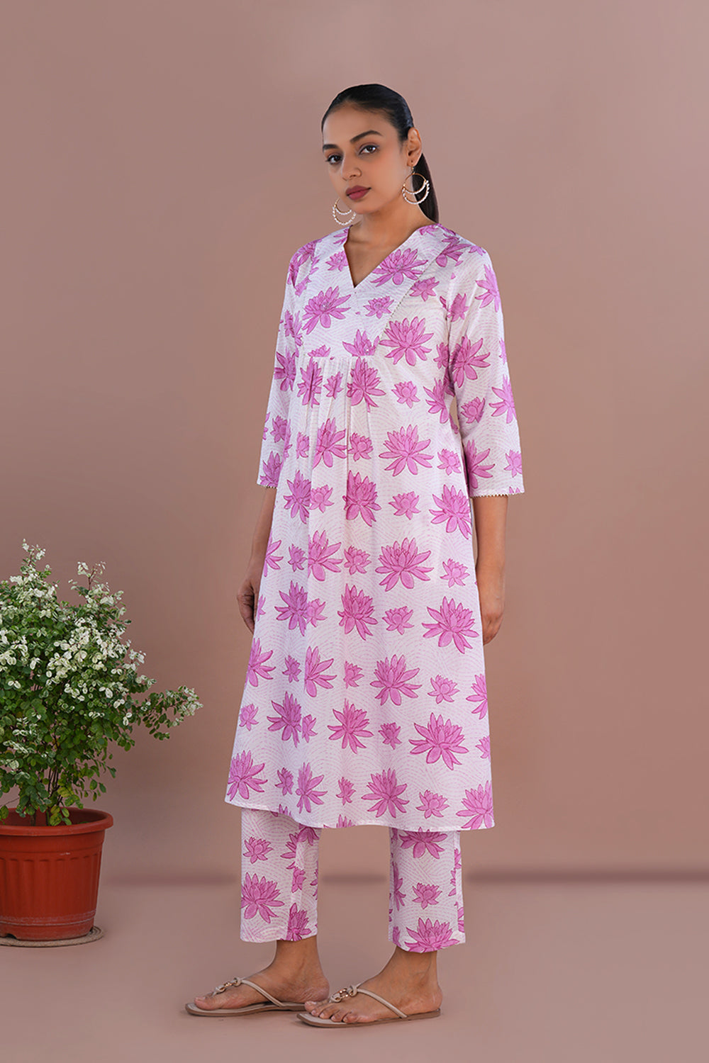 Image of Lotus block printed Coordinated set