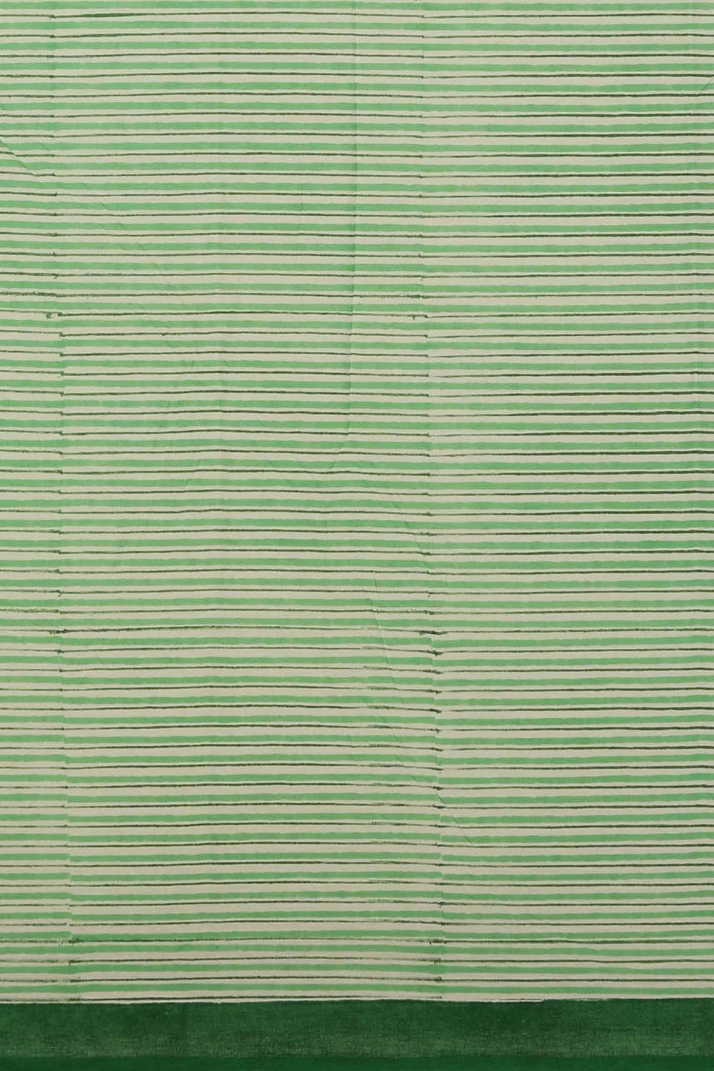 Image of Forest Green Sanganeri Hand Block Printed Saree