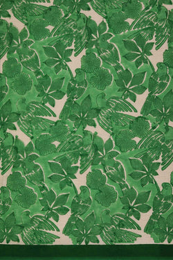 Image of Forest green sanganeri hand block printed saree.