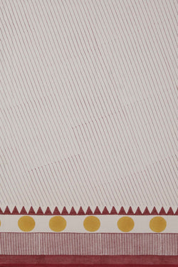 Image of Mustard yellow sanganeri hand block printed saree.