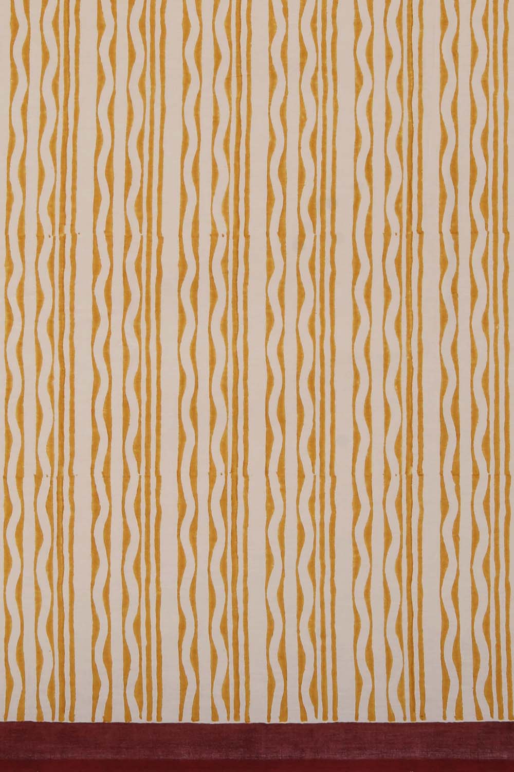 Image of Yellow Sanganeri Block Printed Cotton Saree