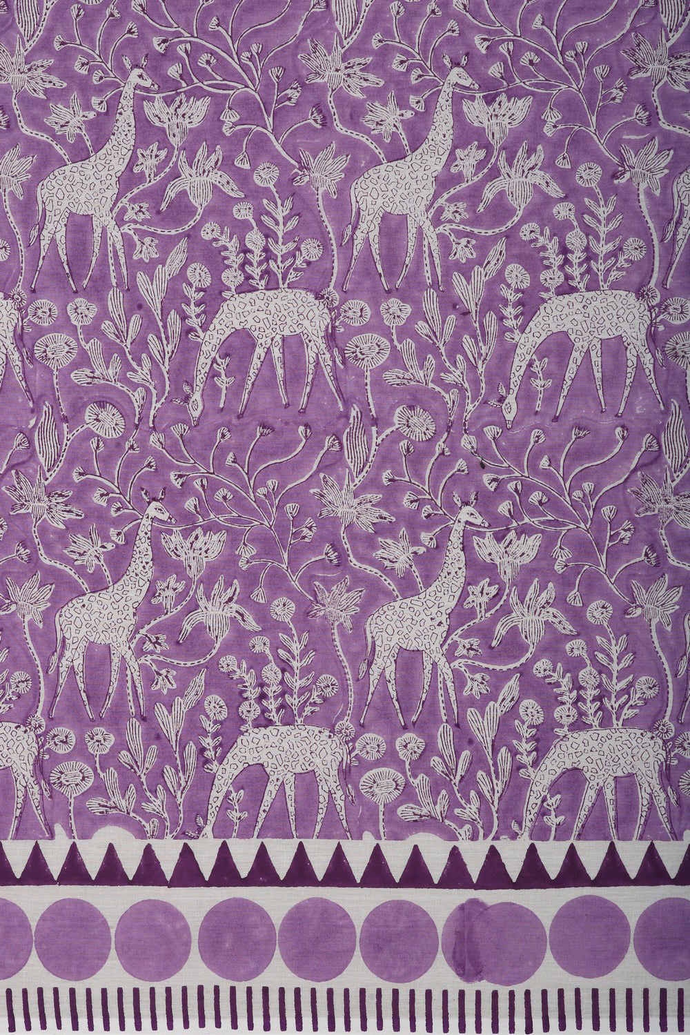 Image of Purple Sanganeri Hand Block Printed cotton Saree