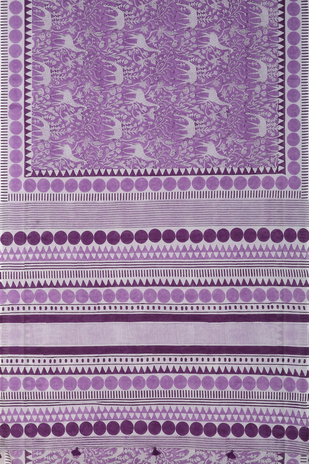 Image of Purple Sanganeri Hand Block Printed cotton Saree