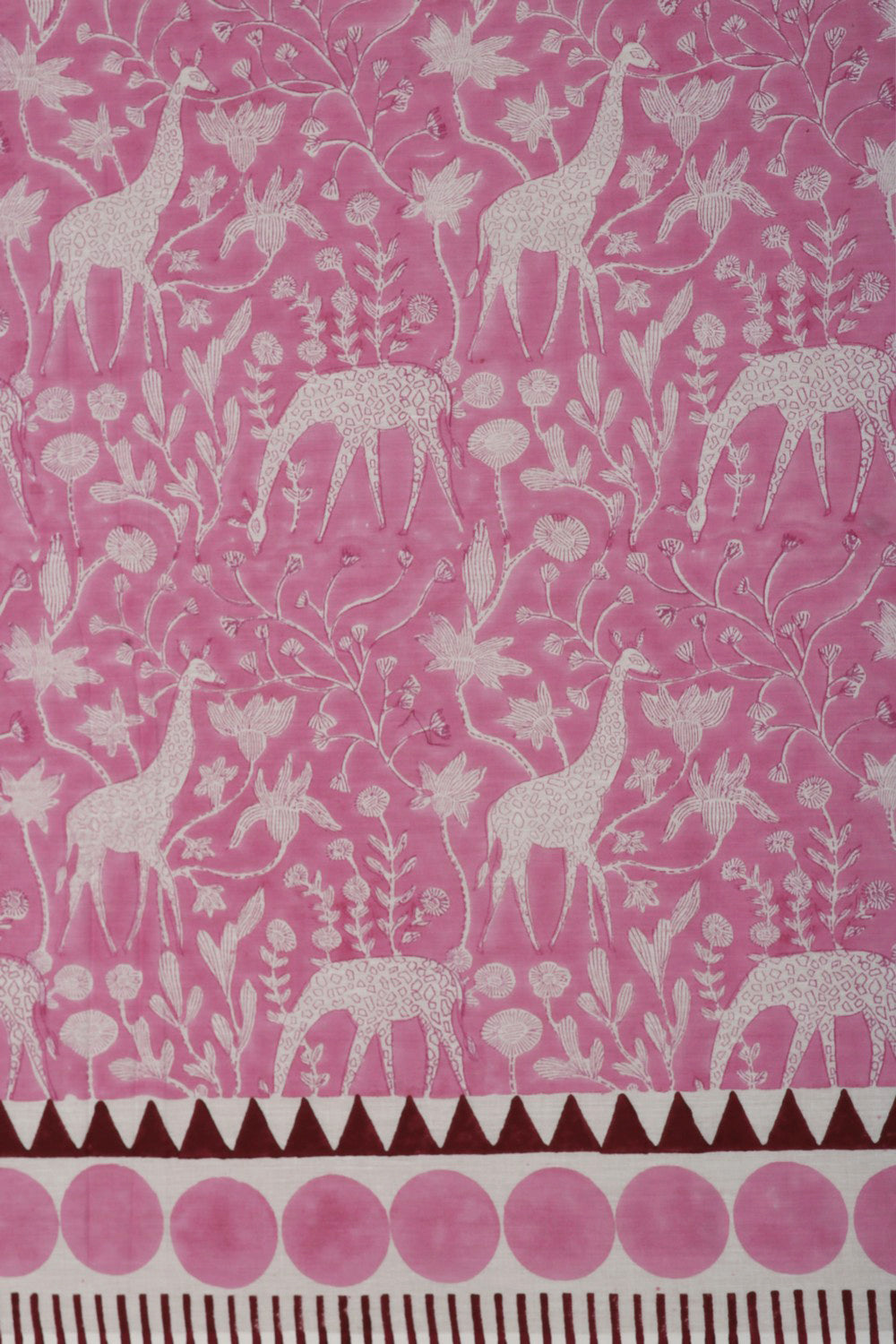 Image of Baby Pink Sanganeri Hand Block Printed cotton Saree