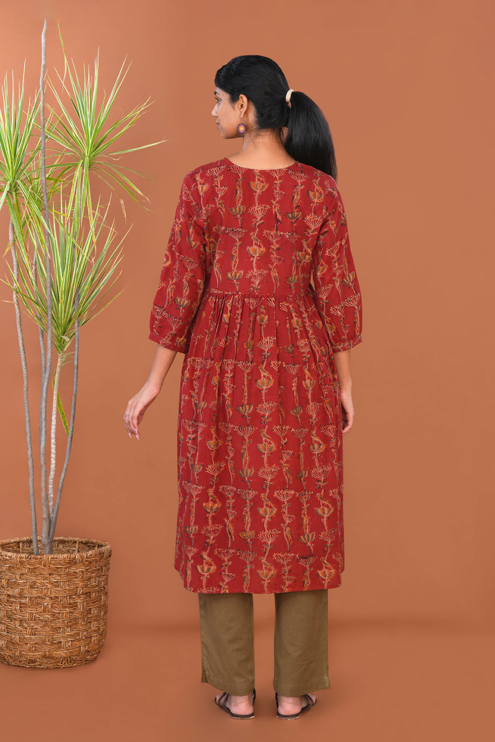Image of Maroon Kalamkari Cotton Kurti