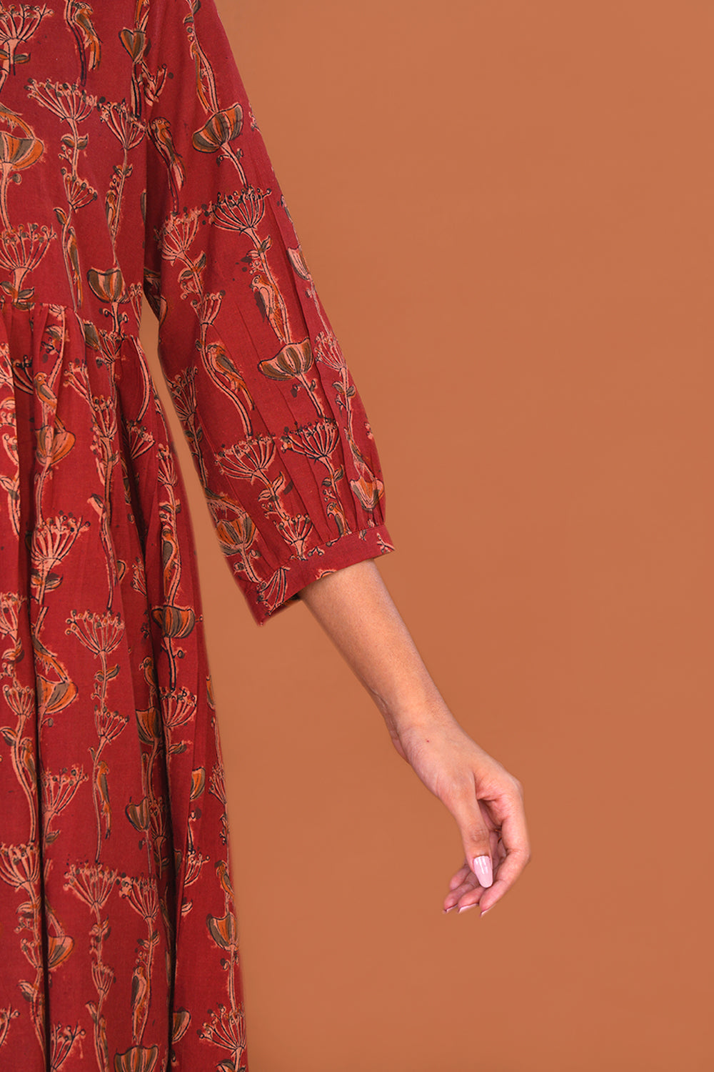 Image of Maroon Kalamkari Cotton Kurti