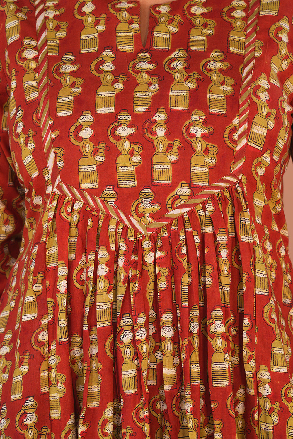 Image of Brick Red ''Bomma''Bagru Kurta