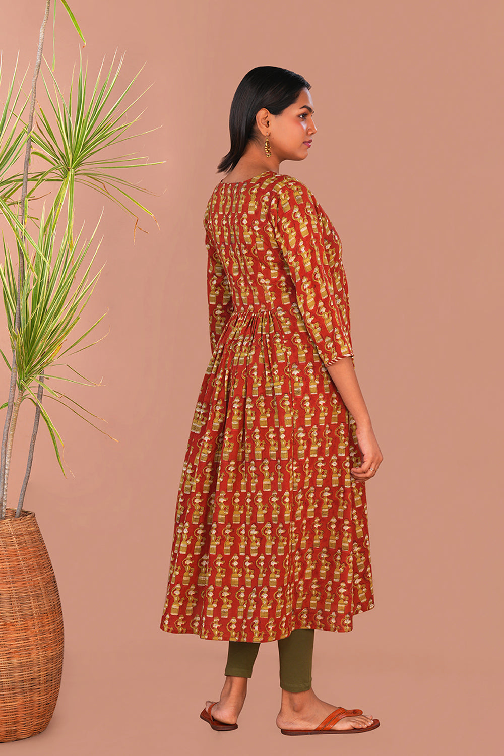 Image of Brick Red ''Bomma''Bagru Kurta