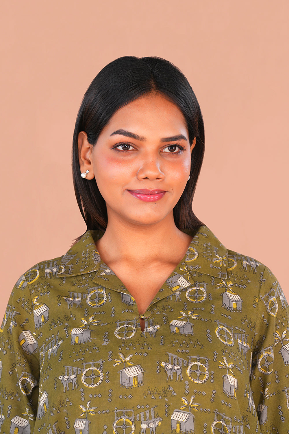 Image of Fern green Bagru Cotton Anti-fit Kurta