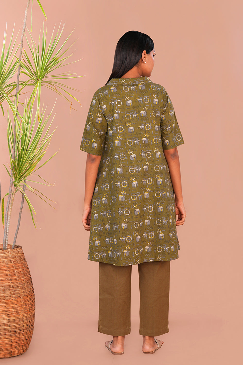 Image of Fern green Bagru Cotton Anti-fit Kurta