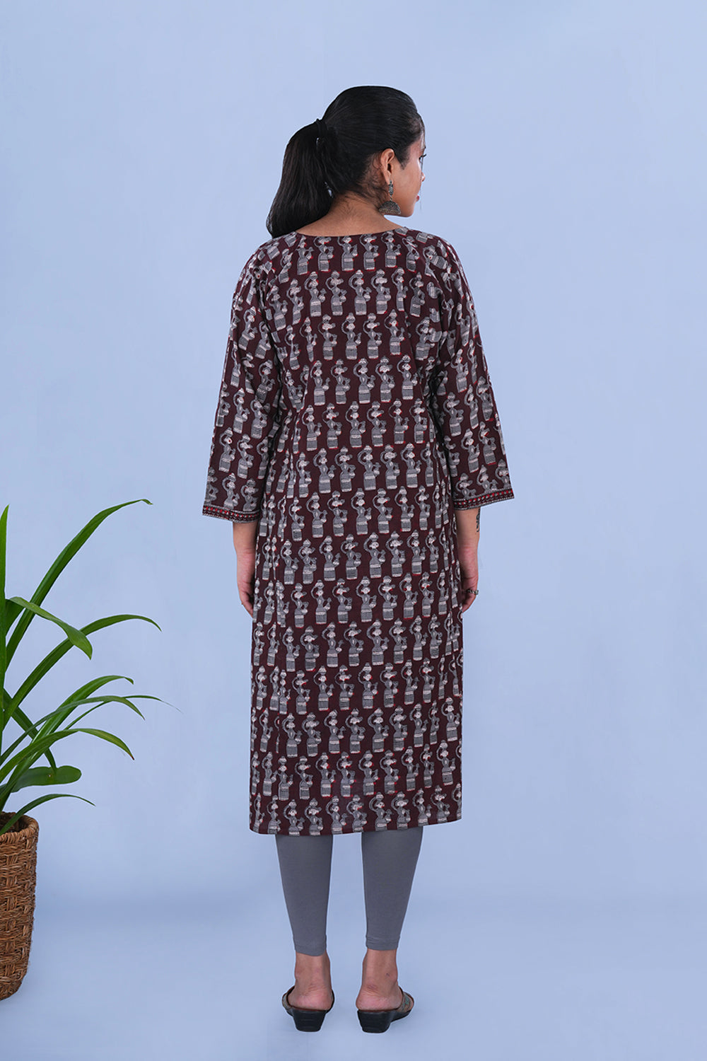 Image of Dark clove Bagru Block Printed Cotton Kurta