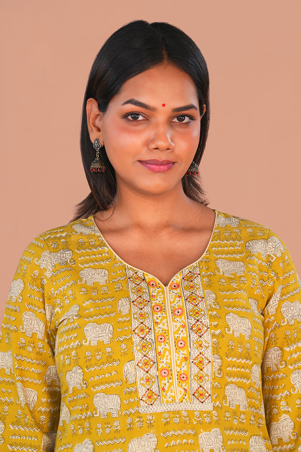 Image of Mustard Yellow Bagru Block Printed Cotton Set