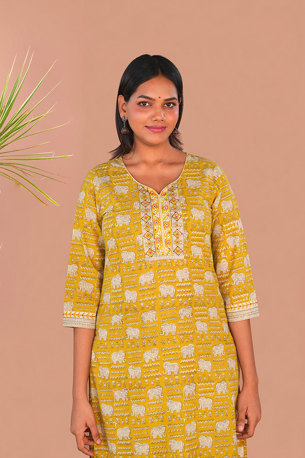 Image of Mustard Yellow Bagru Block Printed Cotton Set