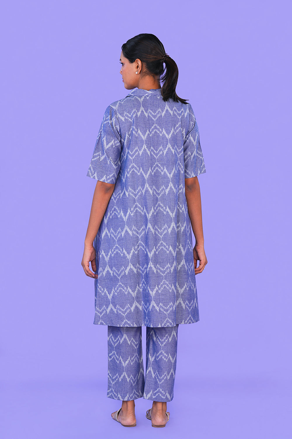 Image of Blue Pochampally Ikat Cotton Co-Ord Set