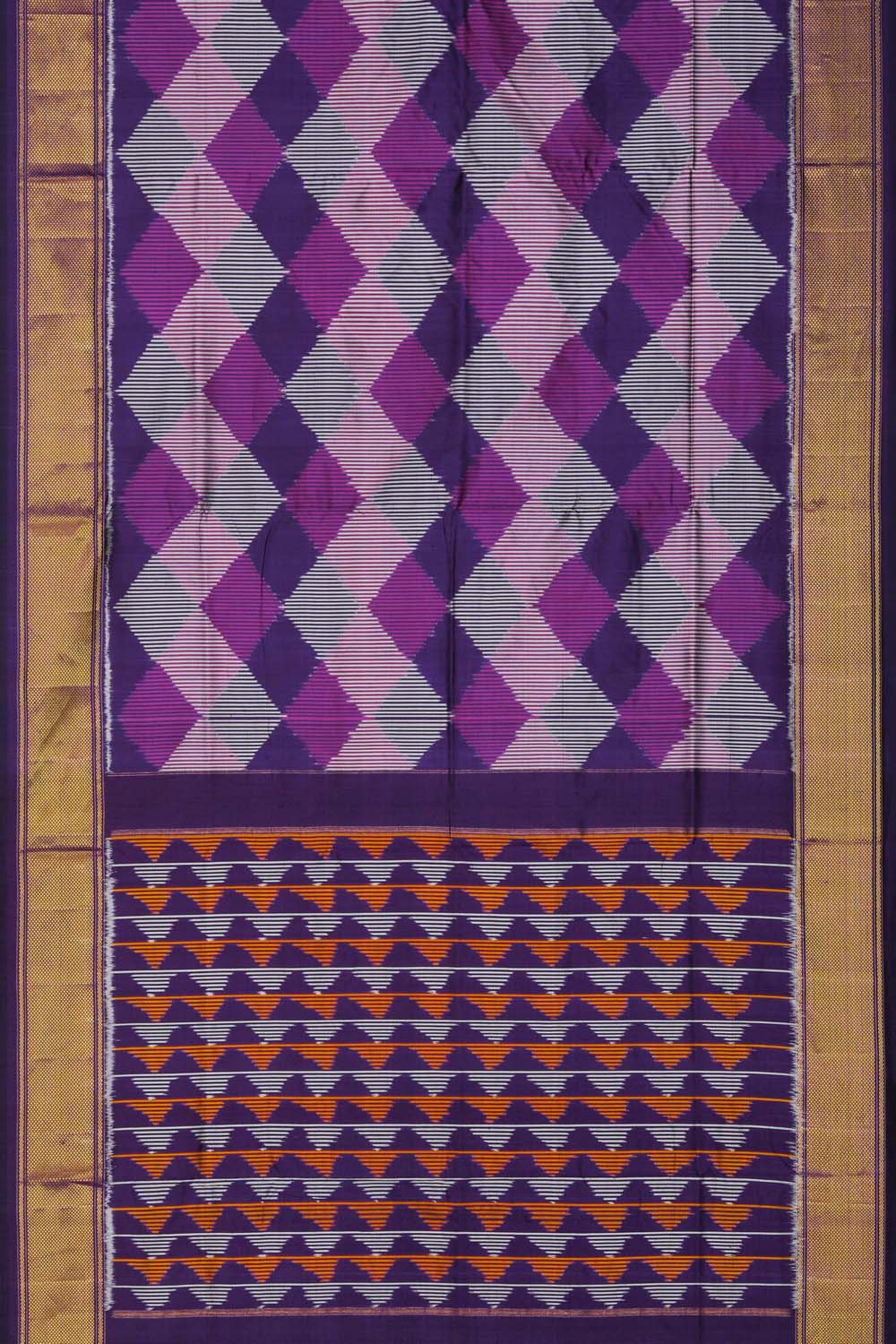 Image of Purple Pochampally Silk Ikat Saree