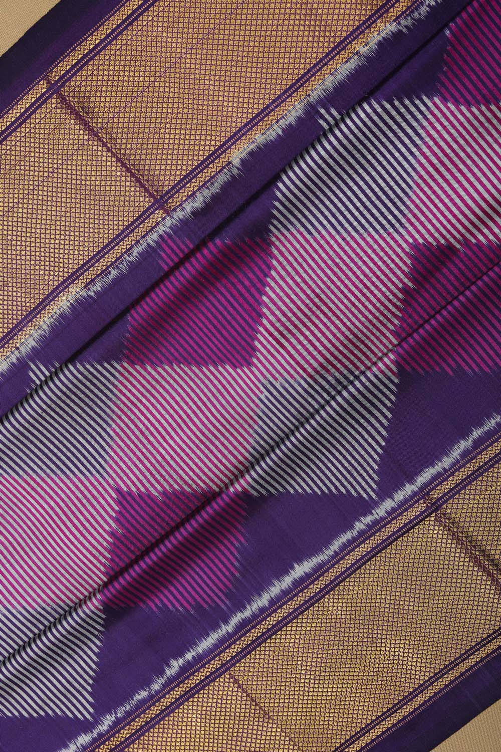 Image of Purple Pochampally Silk Ikat Saree