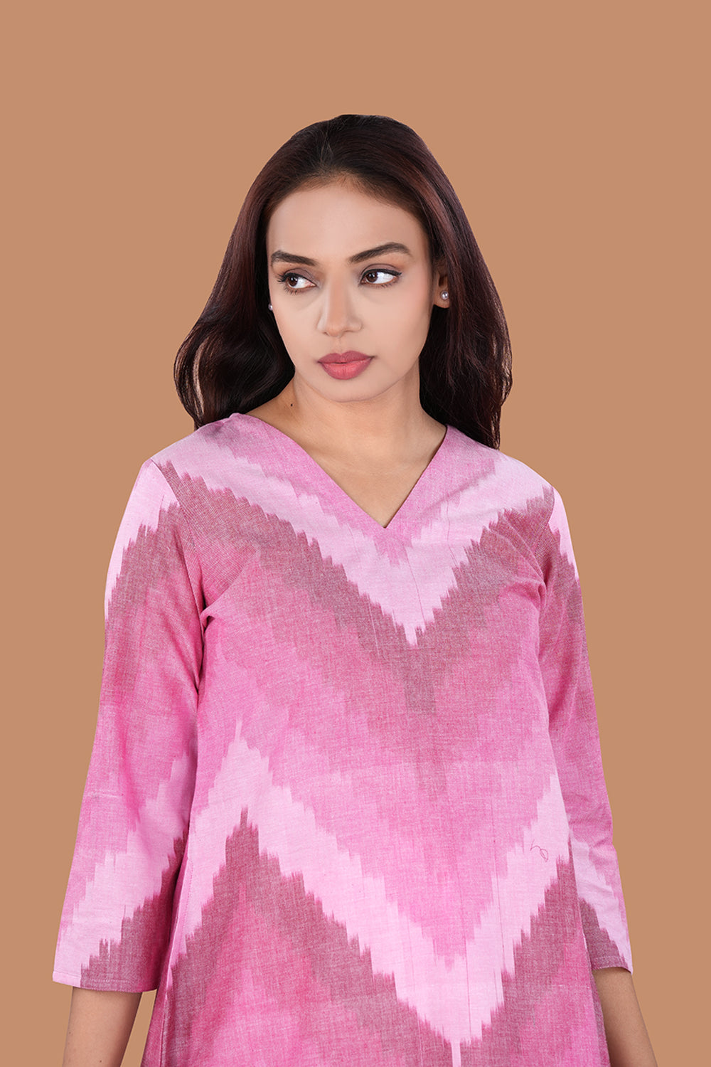 Image of Pink Ombre Shaded Pochampally Ikat Kurti