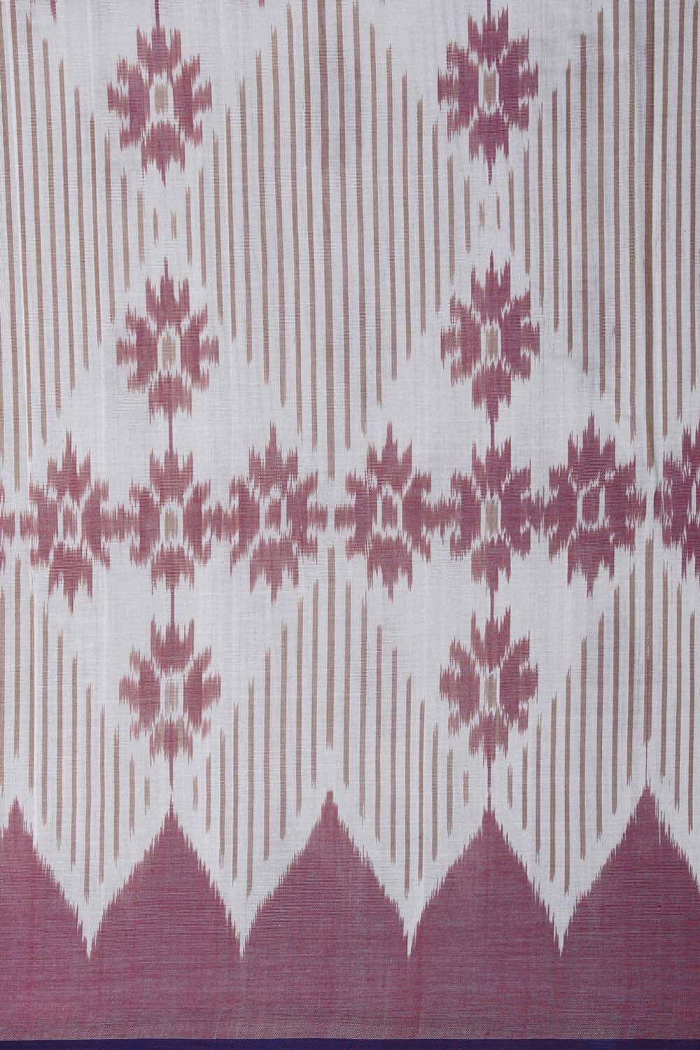 Image of Off White Pochampally Cotton Ikat Saree