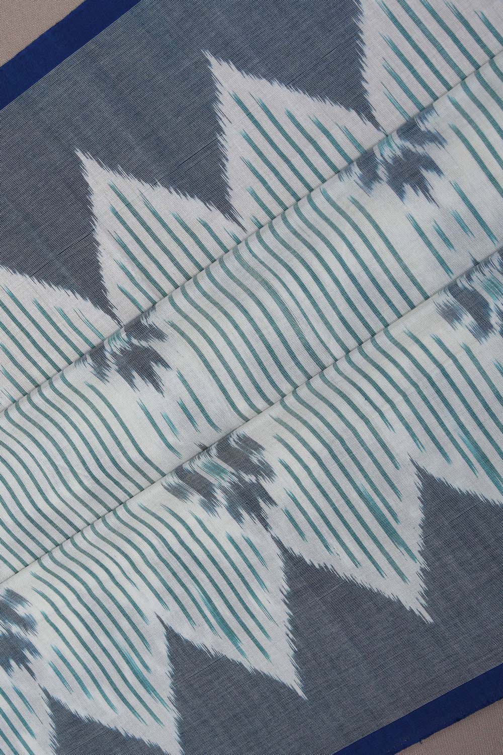 Image of Slate Blue Pochampally Cotton Ikat Saree