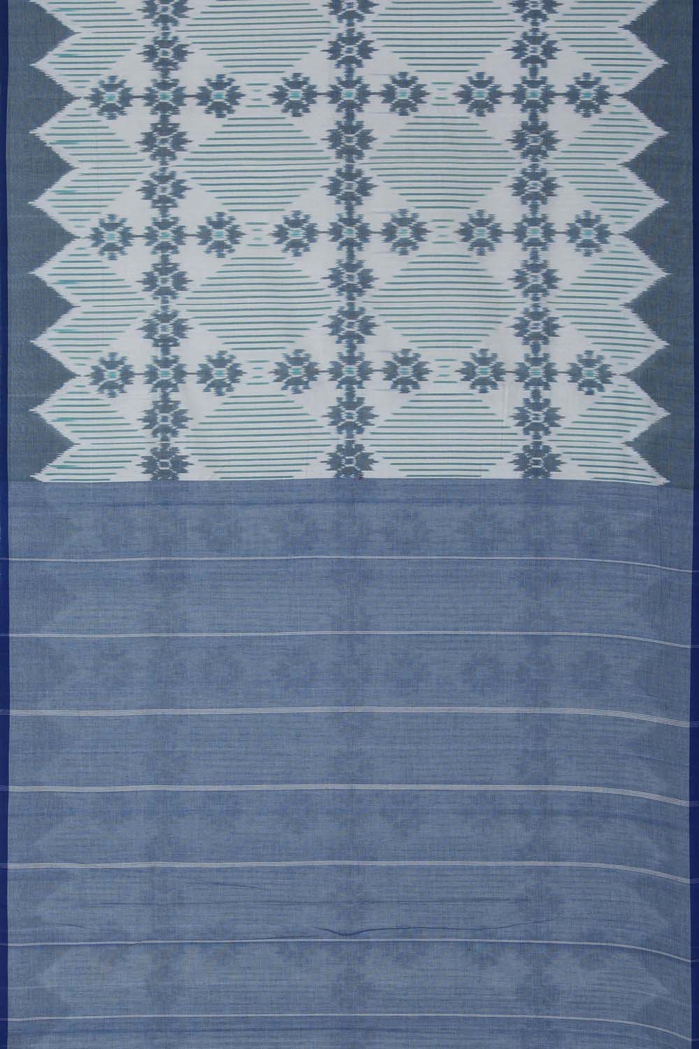 Image of Slate Blue Pochampally Cotton Ikat Saree