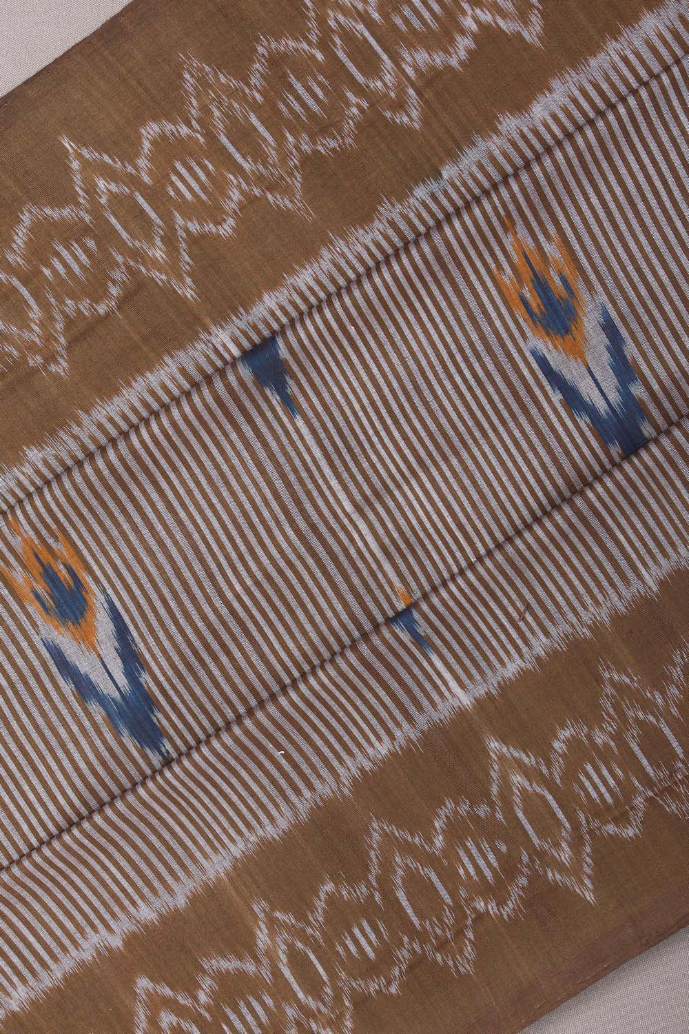 Image of Brown Pochampally Cotton Ikat Saree
