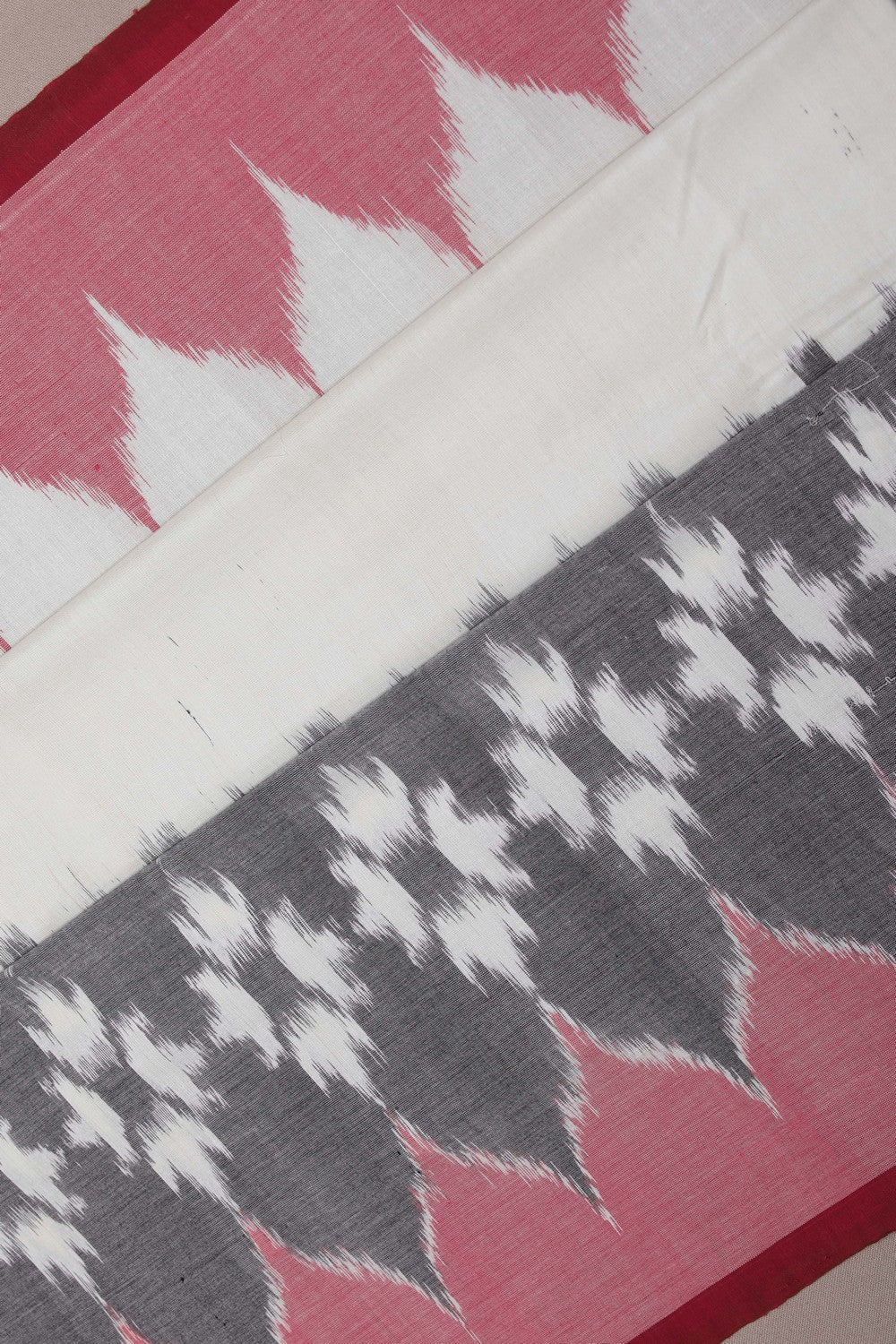 Image of Grey Pochampally Cotton Ikat Saree