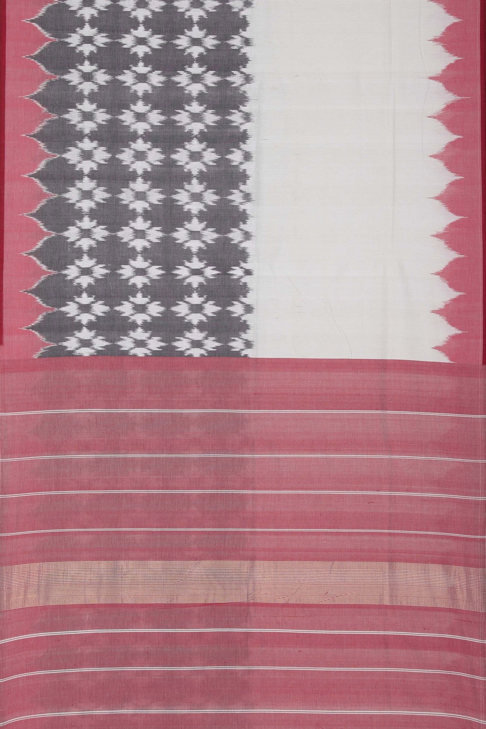 Image of Grey Pochampally Cotton Ikat Saree