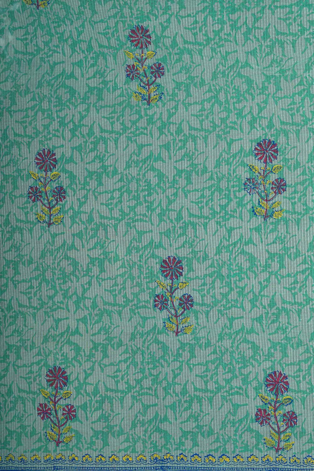 Image of Pistachio Buta block printed south cotton saree