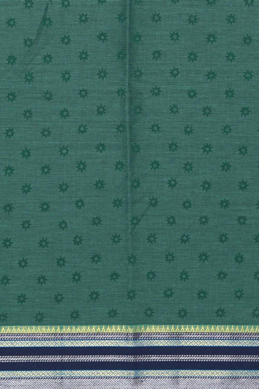 Image of Mint Green butterfly block printed south cotton saree