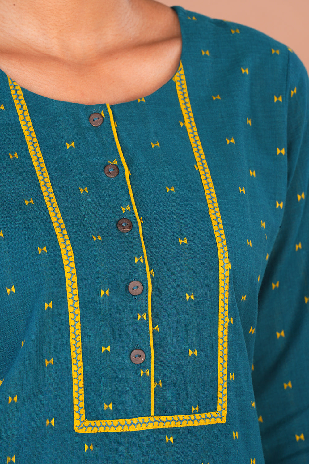 Image of Peacock blue Blue cotton Kurta Set