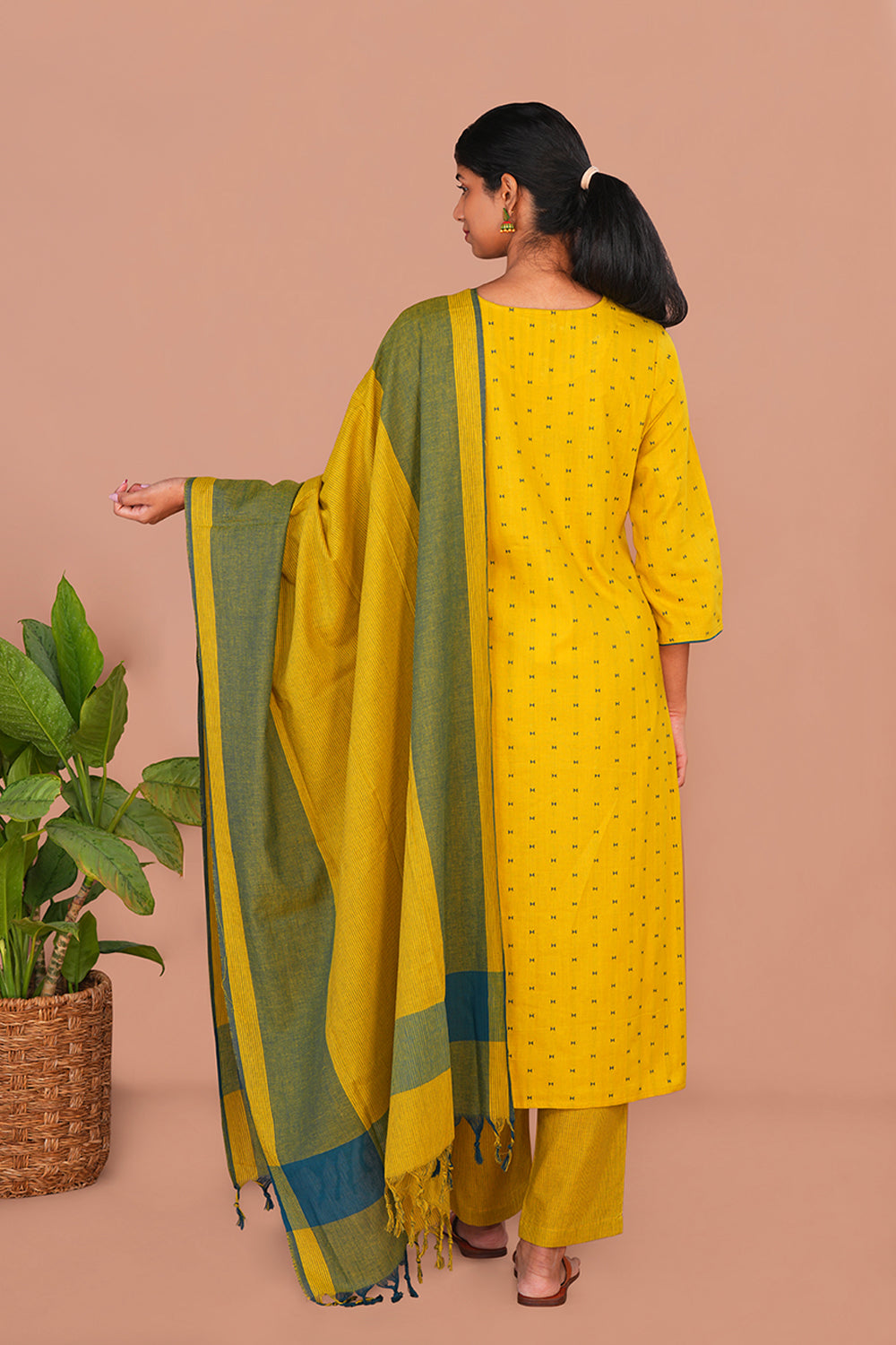 Image of Turmeric Yellow cotton Kurta Set