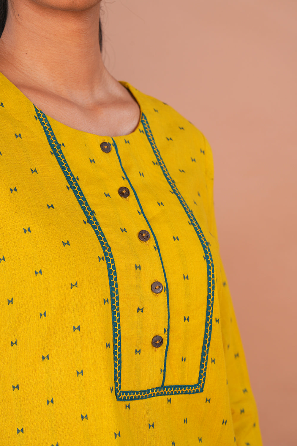 Image of Turmeric Yellow cotton Kurta Set