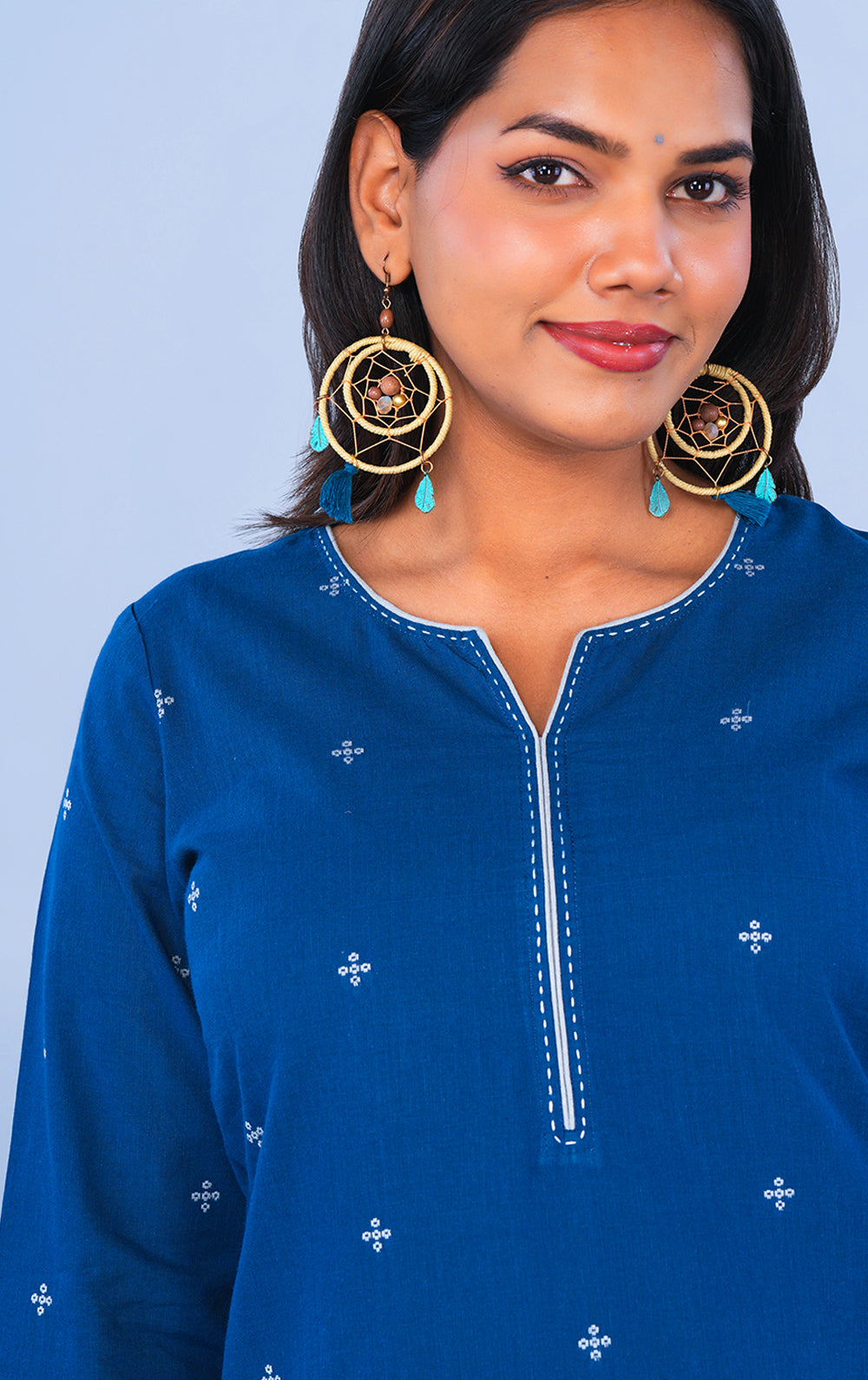 Image of Navy Blue cotton Kurta Set