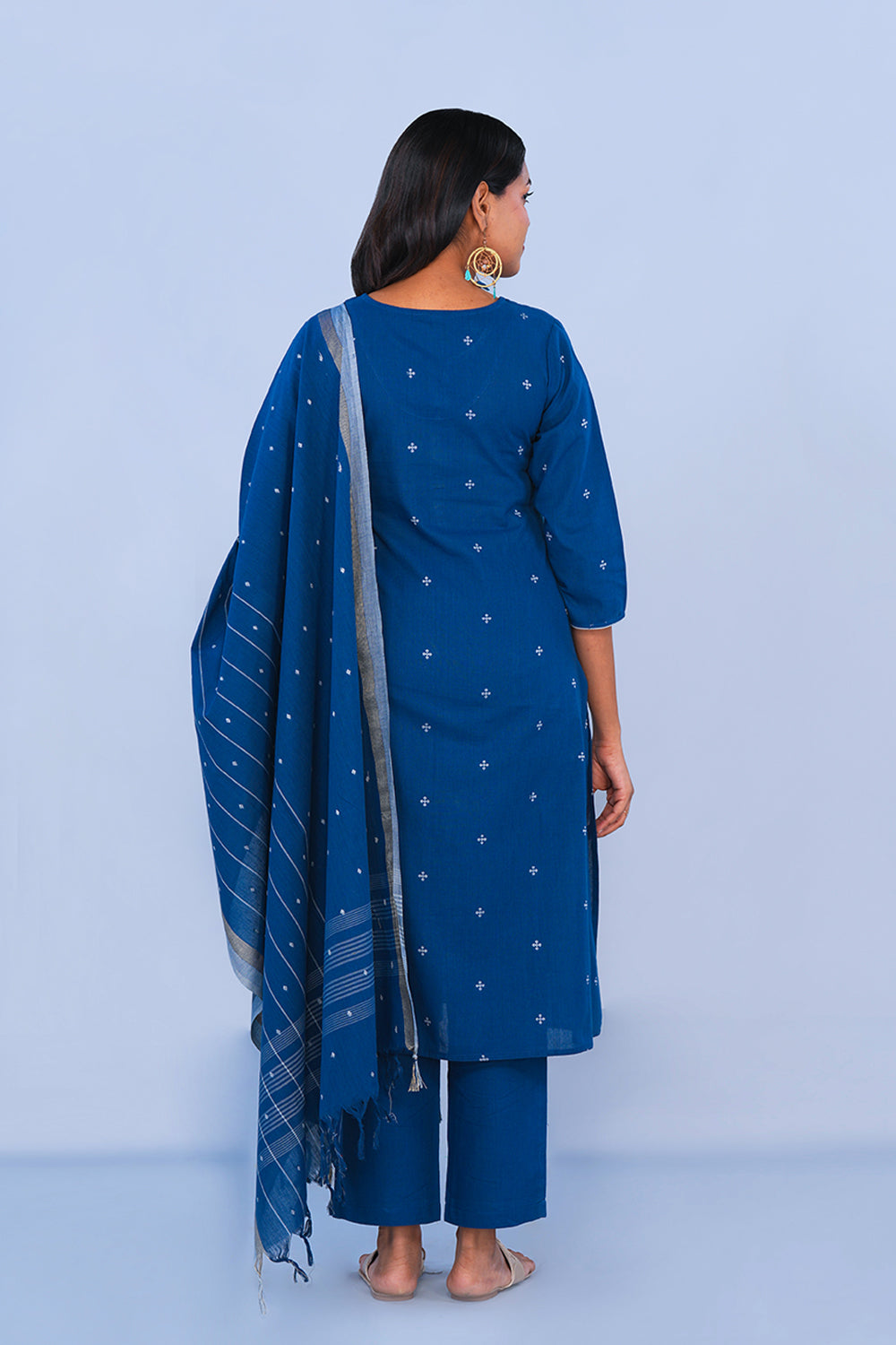 Image of Navy Blue cotton Kurta Set