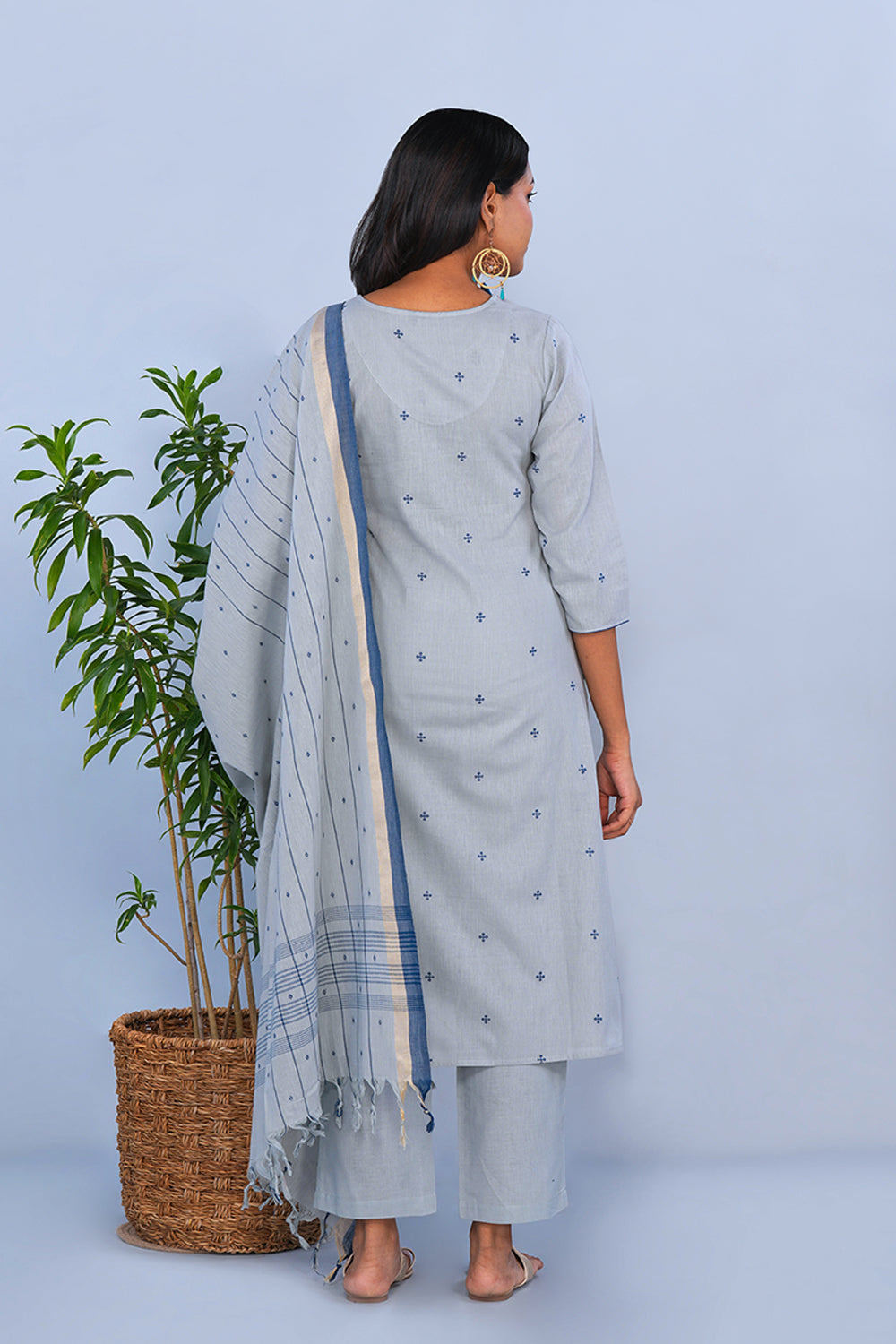 Image of Steel Grey cotton Kurta Set