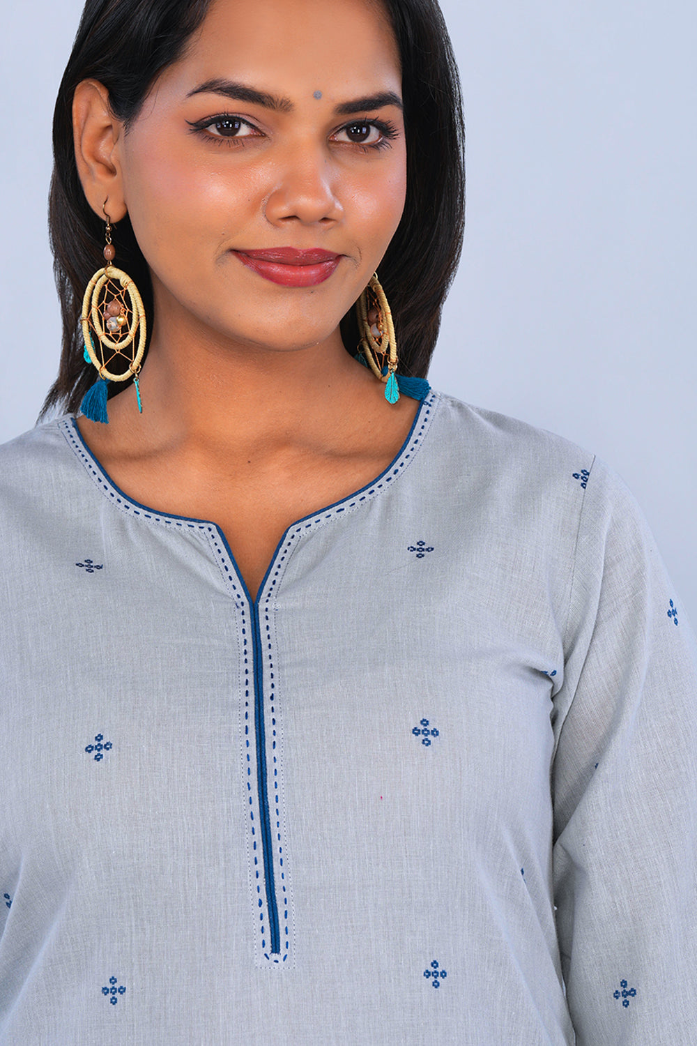 Image of Steel Grey cotton Kurta Set