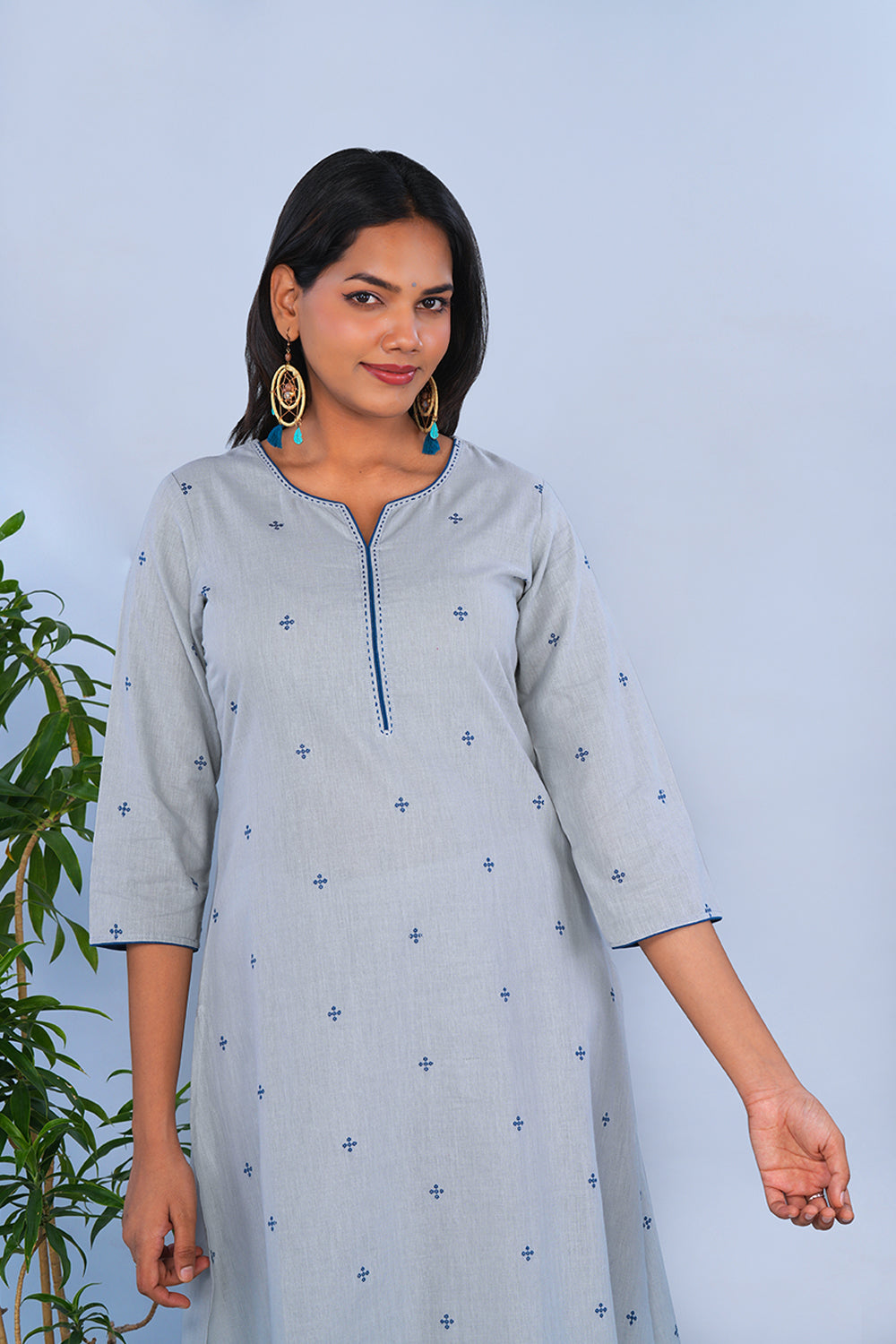 Image of Steel Grey cotton Kurta Set